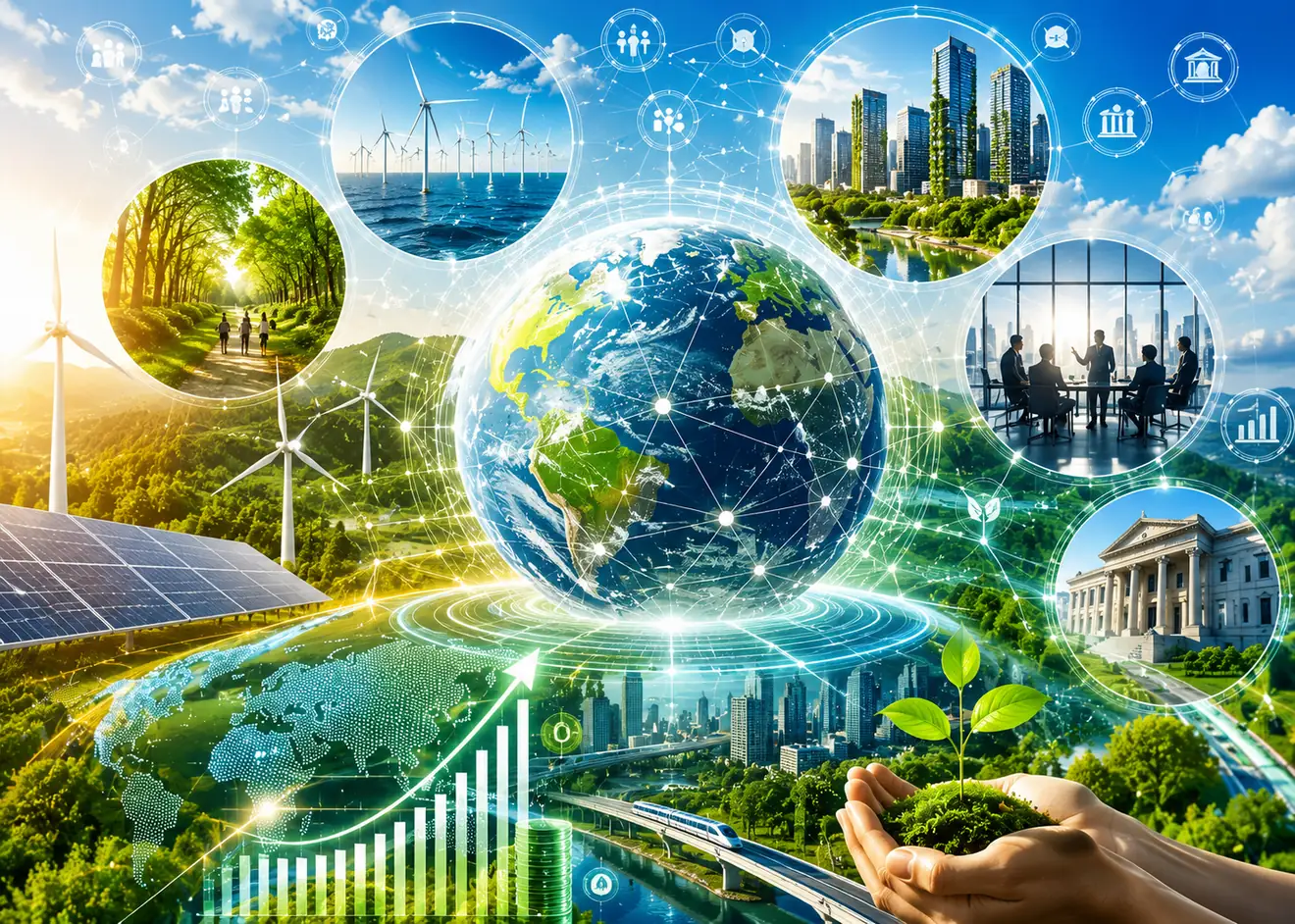 A sustainable global economy connecting cities, renewable energy, finance and governance
